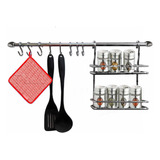 Barral De Cocina Especiero Doble 8 Ganchos! Set Organizador!