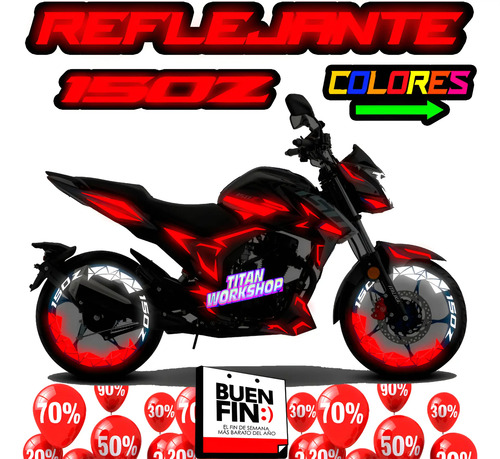 Kit Stickers Italika 150z Reflejante Neon Moto Y Rines R1