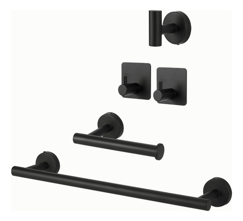 Juego De Accesorios De Baño Juegos De Toalleros, 5pzs Negro