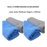 Pack 4 Paños Microfibra 30x30 Multiuso Limpieza Auto Y Hogar