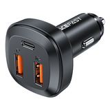 Turbo Cargador De Auto 3 Puertos 66w(2usb-a+usb-c) Metal 