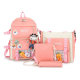 Lindo Bolso De La Escuela Para Las Niñas 4pcs Con Muñecas