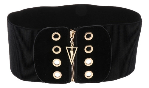 Cinturón Elástico Ancho Vintage Para Mujer Cremallera Ropa