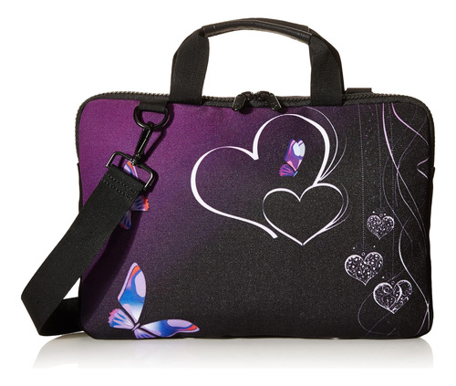 Icolor Purple Butterflies Canvas Laptop Carrying Shoulder Sl