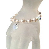 Pulsera Perlas Crystal Cream, Made With Swarovski. Plata