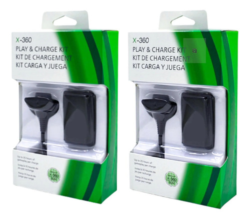 Kit 2 Bateria Recarregável Controle Xbox 360 Cabo Carregador