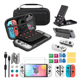 Estuche Protector Para Nintendo Switch Oled Pack 27 En 1