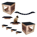 Kit De Gato Casa Casinha Parede Playground 9 Peças Envio 24h