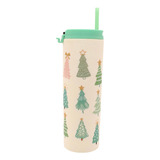 Vaso Acrilico Navideño Navidad Skinny Big Tapa Y Popote 19oz