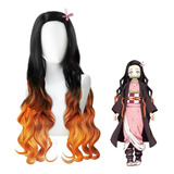 1 Peluca Larga Para Cosplay De Nezuko Kamado Demon Slayer 1