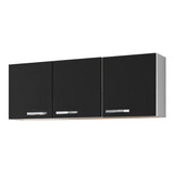 Armário Aéreo Parma 150cm 3 Portas Branco/preto - Lumil Móve