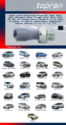 Sensor Presin Aceite Motor Peugeot 307cc, 307sw, 307xs, 407 Foto 3