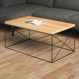 Mesa Centro Tapa Madera Y Base Metalica