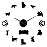 Reloj De Pared Grande Con Diseño De Gatos Y Perros En 3d, De