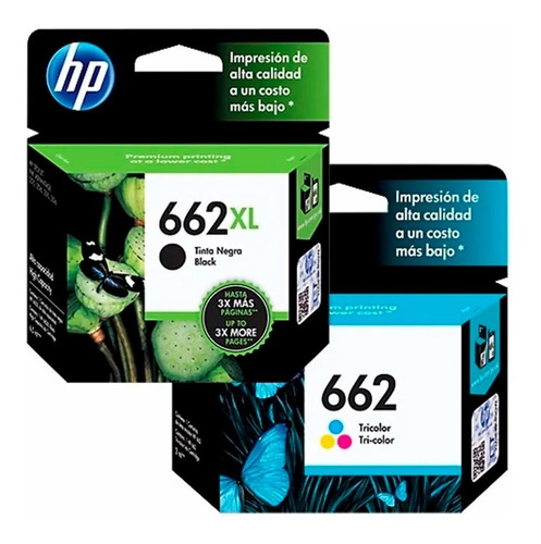 Combo Hp 662xl Negro Cz105al + Hp 662 Tricolor Cz104al Pack