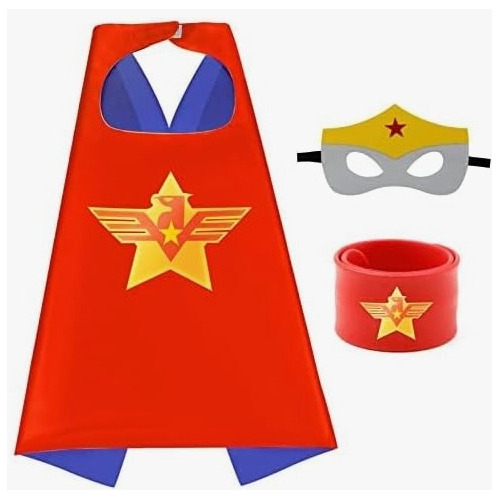 Disfraz Superhéroe, Kit 3en1. Capa, Mascara Y Brazalete
