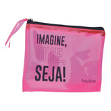 Bolsa Nécessaire Fluor Pink Estojo Moderna Profissional 