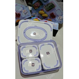 Box Lunch  Contenedor De Alimentos Set 4 Pz Antiderrames 