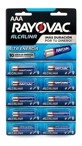 Pila Aaa Rayovac Alcalina Cilíndrica - Pack De 10 Unidades