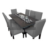 Juego Mesa Comedor Rectangular Tr 180x90 + 8 Sillas Ecocuero