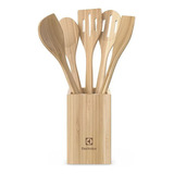 Jogo De Talheres Utensilios Bambu Cozinha 6 Peças Electrolux