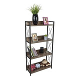 Estante Vertical Top Living Minimalista Color Café Y Negro