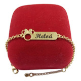 Pulseira Infantil Minnie Com Nome Gravado Banhado A Ouro