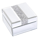 Timetrace Caja De Cristal Pequeña Con Diamantes Plateados, C