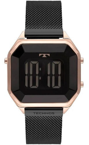 Relógio Technos Feminino Digital Elegance Crystal Bj3851am/4 Cor Da Correia Dourado Cor Do Bisel Dourado Rose Cor Do Fundo Preto