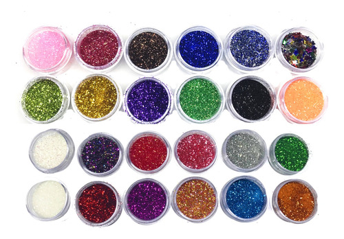  Kit 24 Glitter Para Maquiagem Pigmentado Carnaval Fino Make