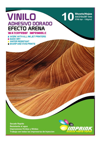 Vinilo Adhesivo Dorado Efecto Arena A4/10 Hojas