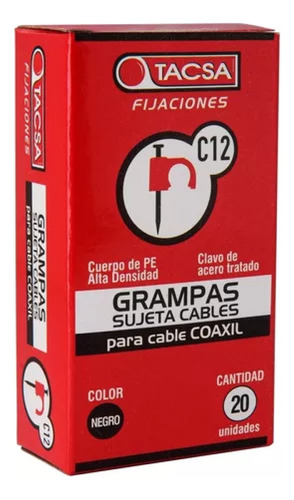 Grampas Sujeta Cable Tacsa N° 12 Para Cable Coaxil Caja X20u