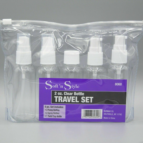 Set De Viaje 5 Piezas Frascos Para Rellenar Liquidos Crema