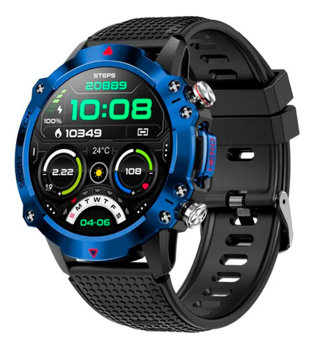 Smartwatch Masculino Militar Sport Kr10 Azul