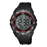 Reloj Q&q Digital Deportivo Original Pvc Sumergible - El Rey Color Del Fondo Negro-rojo