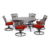 Juego De Comedor Hanover Traditions 7 Piezas En Rojo Con Mes