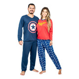 Kit 2 Pijamas Casal Longos Inverno Estampado Netflix