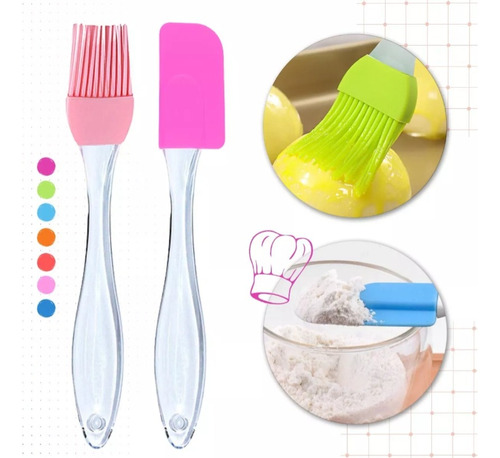 Set Pincel Y Espátula X2 Silicona 18cm Repostería Cocina