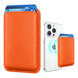 Wallet Magsafe Orange Para iPhone 12 / 13 / 14 / 15 Cuero Pu