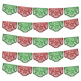 Papel Picado Nochebuena 50 Mts - Verde Bandera Y Rojo