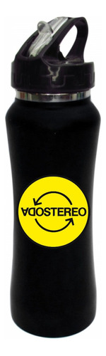 Termo Pitillo Soda Stereo Botilito Negro Alumin 650ml 