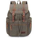 Bluboon Canvas Vintage Backpack Leather Casual Bookbag Hombr