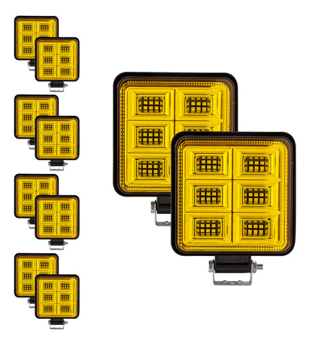 Set De 10 Faros 36 Leds Luz Y Estrobo Amarillo Tunelight 48w