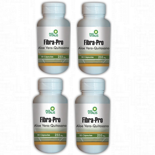 Pack 4 Fibra Pro 90 Caps C/u Aloe Vera Quitosa Lactobacillus