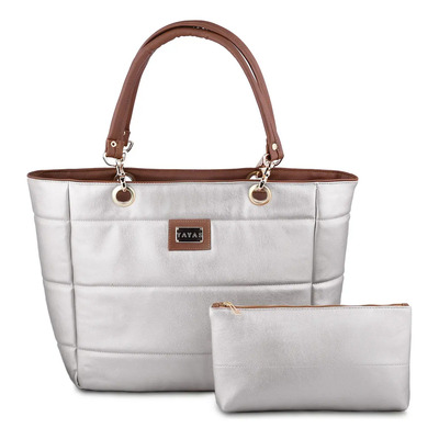 Bolsas De Mujer Bolsa Mujer Bolso Mujer Bolsa De Mujer Tote Austin Yayas Incluye Cosmetiquera Color Plata | Envío gratis