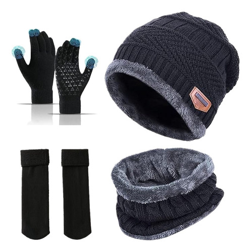 Gorro Bufanda Guantes Tejido Calcetín Frio Invierno Niños