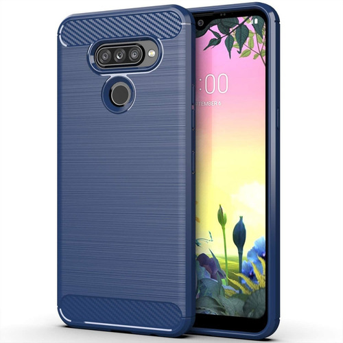 Funda Resisstente Estilo Fibra De Carbono LG K50s Azul