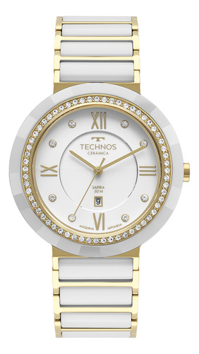 Relógio Technos Ceramic Safira Branco Feminino 2015cek 2b