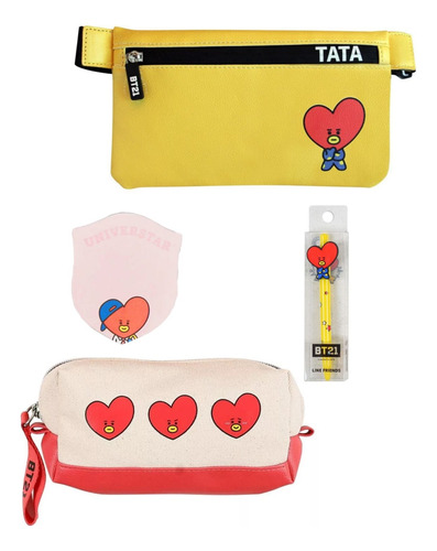 Set Escolar Bts Bt21 Tata Original Line Friends Studio8 4pz