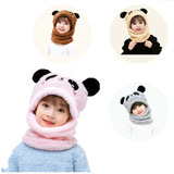 Touca Gorro Cachecol Infantil Frio Inverno Chapéu Pelúcia